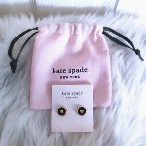 ♠️ NWT Kate Spade Heartful gold black stud heart earrings with dust bag  ♠️